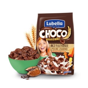 Lubella Mlekołaki Choco Muszelki Zbożowe muszelki o smaku czekoladowym 500 g
