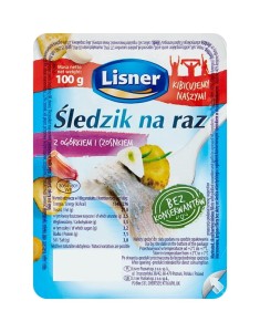 Lisner sledzik na raz z ogorkiem i czosnkiem 100g.